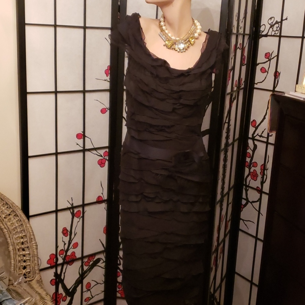 Tadashi Shoji Tiered Ruffle Silk Cocktail Dress